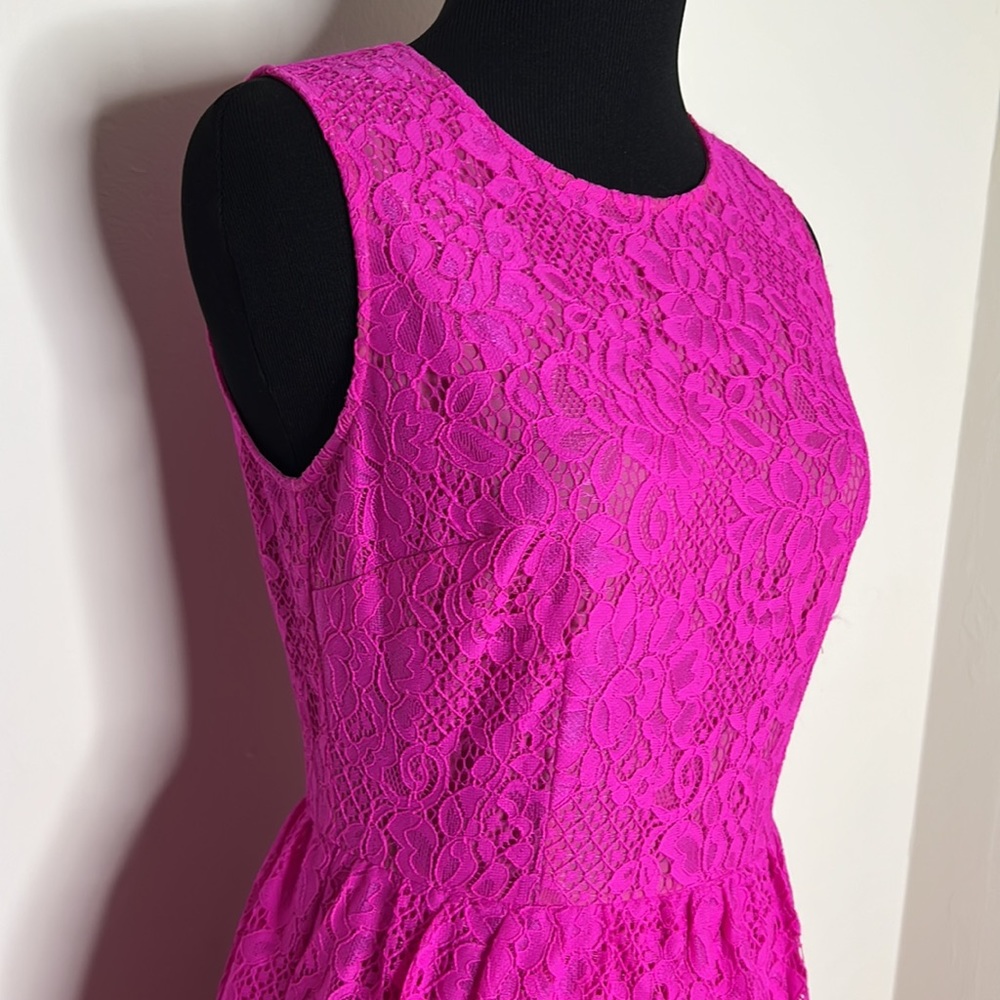 CECE Fuchsia Petite Sleeveless Lace Dress 2P - Picture 6 of 8
